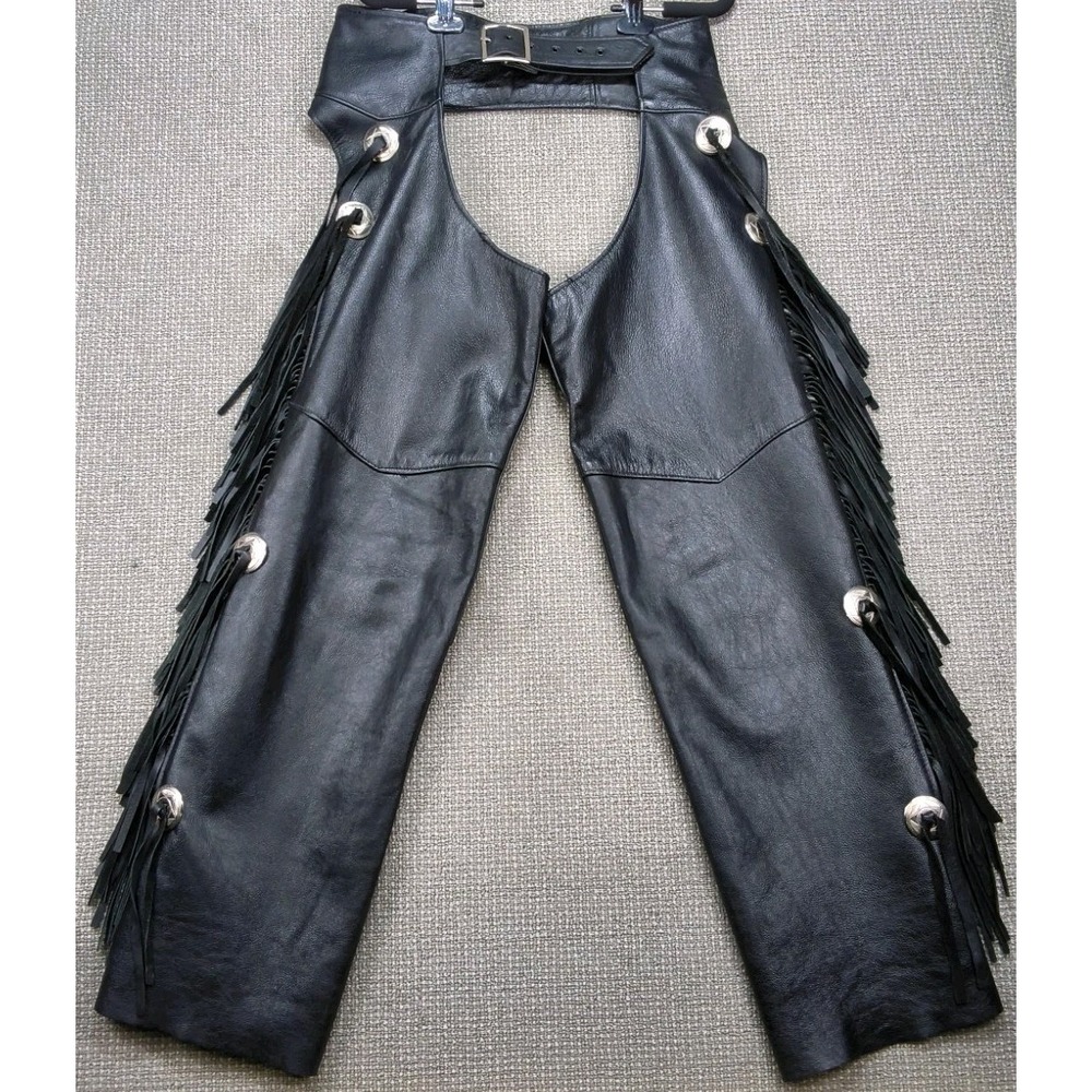 Vintage Brooks Leather Fringe Motorcycle Chaps Size Small Made in USA